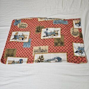 Vintage Train Locomotive Pillowcase Standard 26x17 Steam Engine Railroad Art